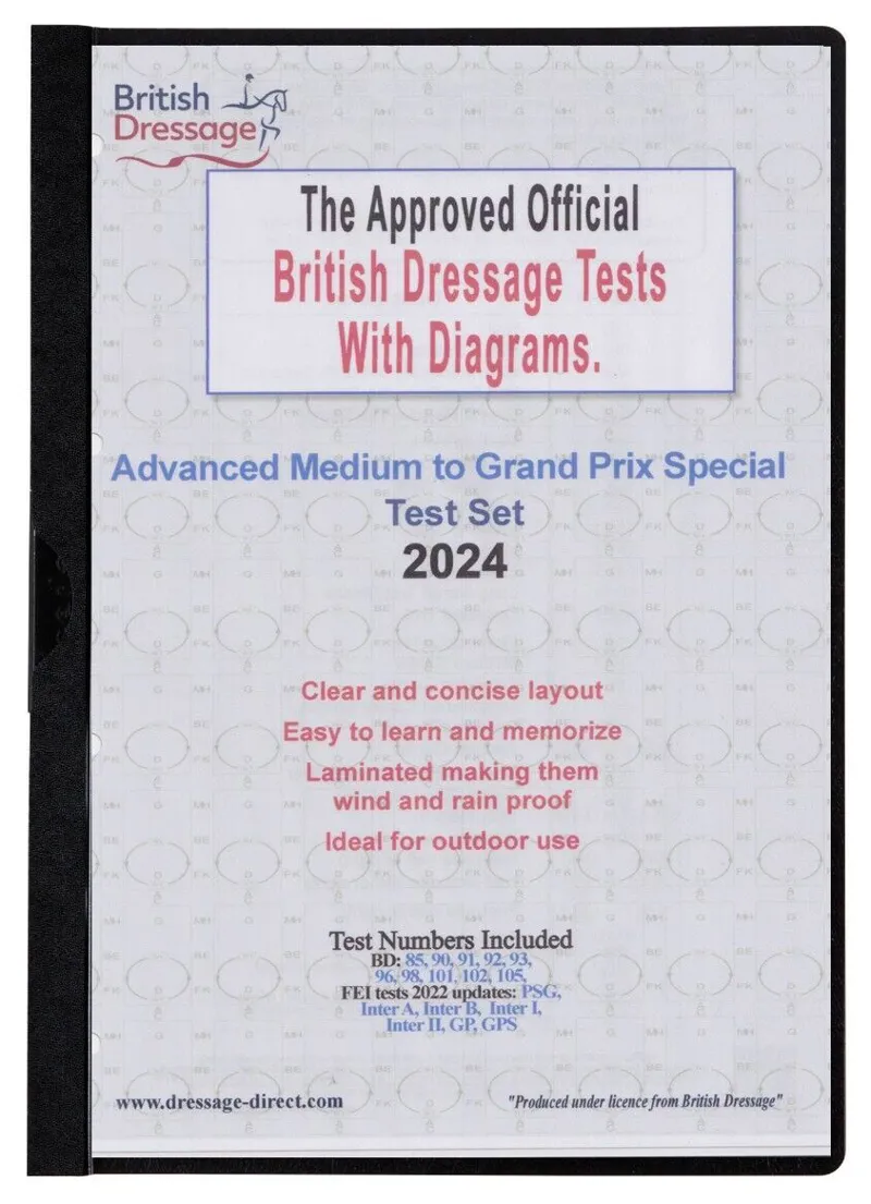 British Dressage Test Sheets Advanced Medium to Grand Prix Special