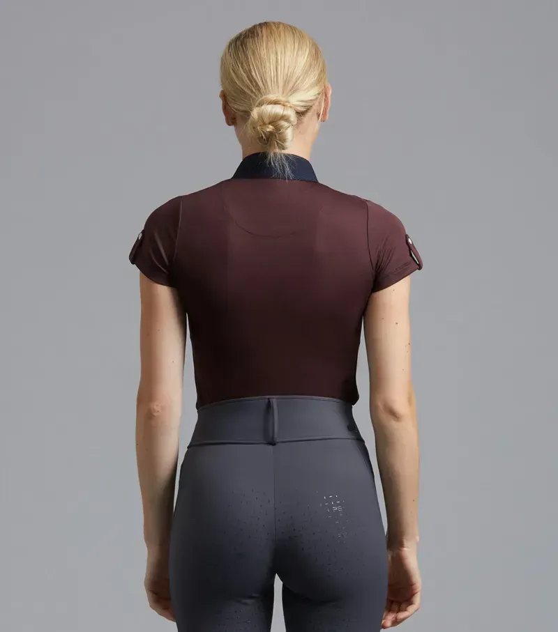 Amia Ladies Technical Short Sleeve Riding Top / Navy uk-3