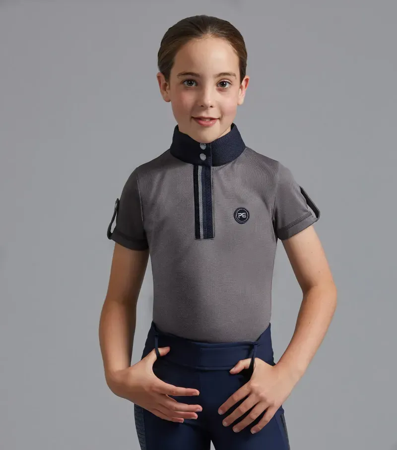 Mini Amia Girl's Technical Short Sleeve Riding Top / Grey