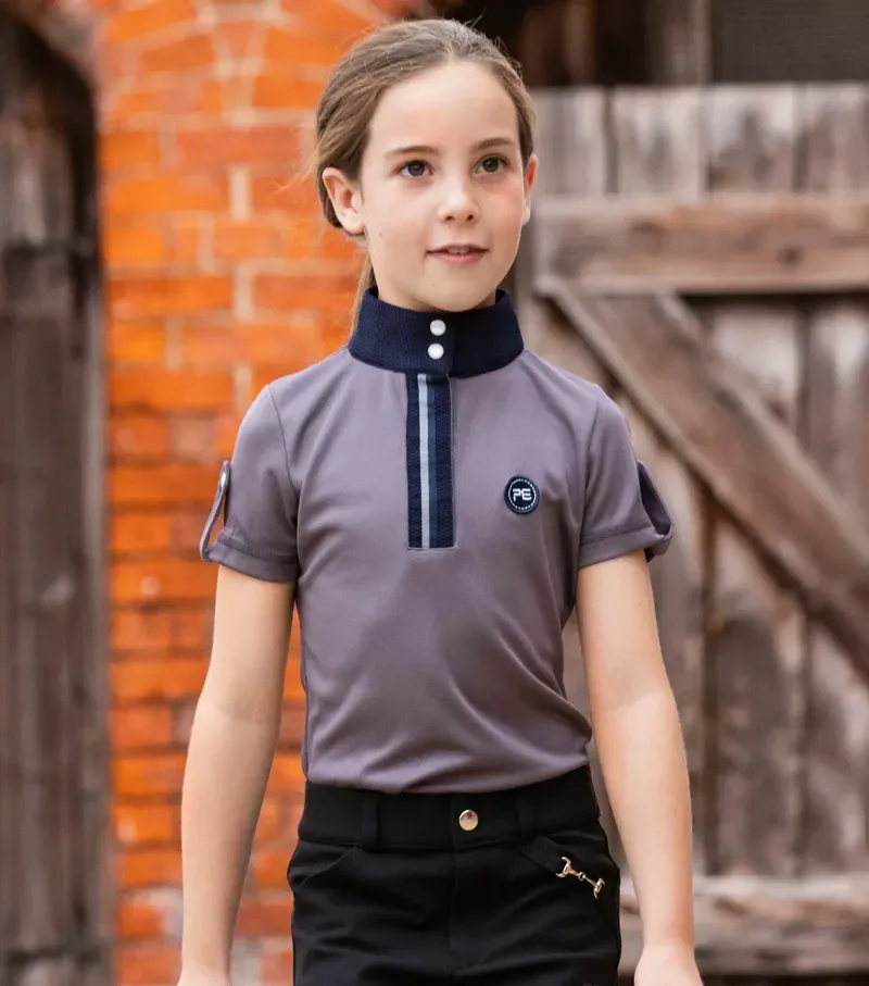 Mini Amia Girl's Technical Short Sleeve Riding Top / Grey-1