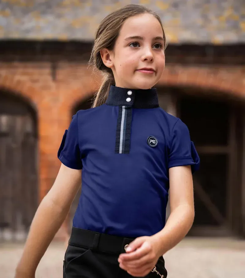 Mini Amia Girl's Technical Short Sleeve Riding Top / Navy-1