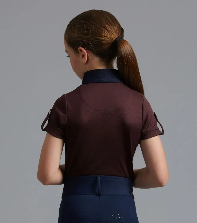 Mini Amia Girl's Technical Short Sleeve Riding Top / Wine-2