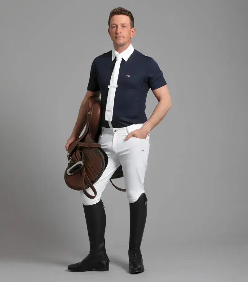 Premier Equine Antonio Short Sleeve Show Shirt in Navy-5
