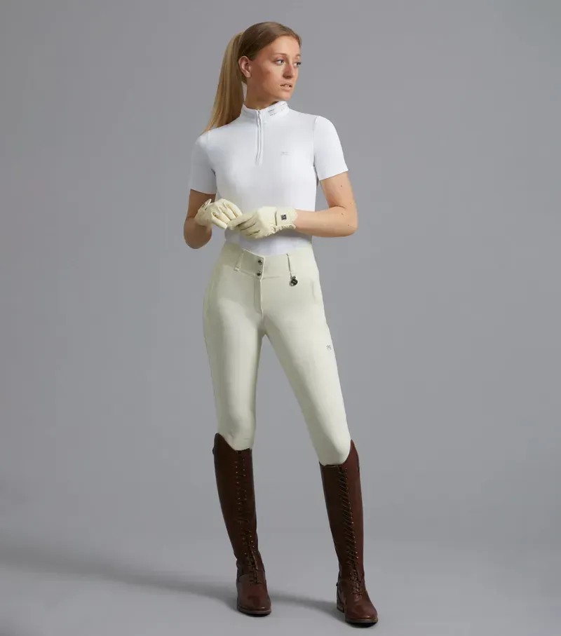 Premier Equine Ladies Aradina Full Seat Gel Competition Riding Breeches in Vanilla-5