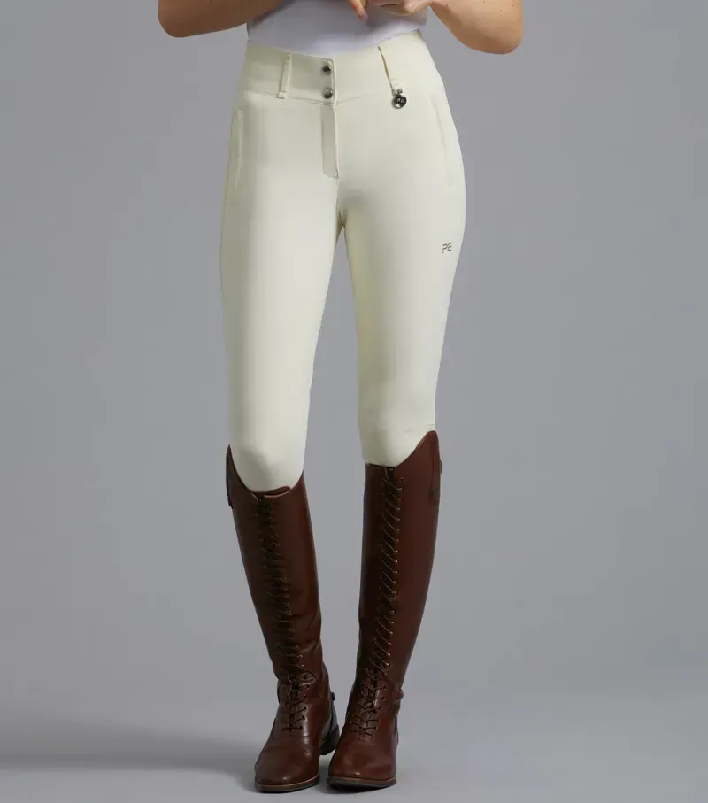 Premier Equine Ladies Aradina Full Seat Gel Competition Riding Breeches in Vanilla-2