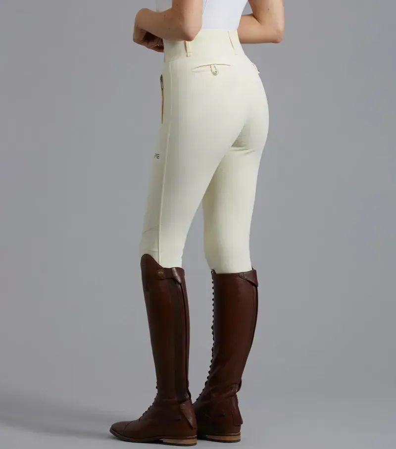 Premier Equine Ladies Aradina Full Seat Gel Competition Riding Breeches in Vanilla-1
