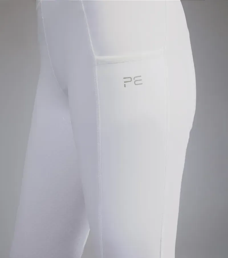 Premier Equine Ladies Aresso Full Seat Gel Riding Tights in White-3