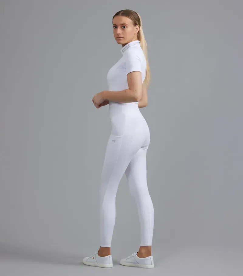 Premier Equine Ladies Aresso Full Seat Gel Riding Tights in White-5