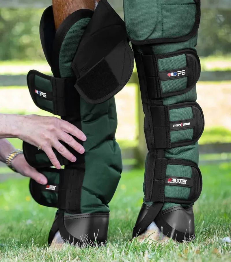 Ballistic Knee Pro-Tech Horse Travel Boots - Green-1