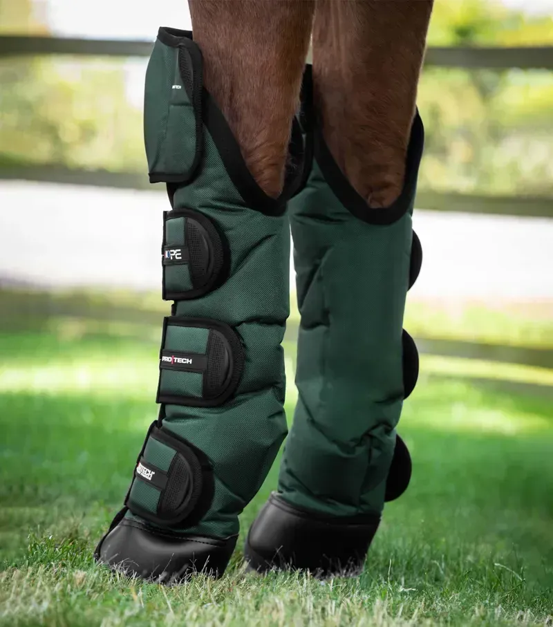 Ballistic Knee Pro-Tech Horse Travel Boots - Green-2