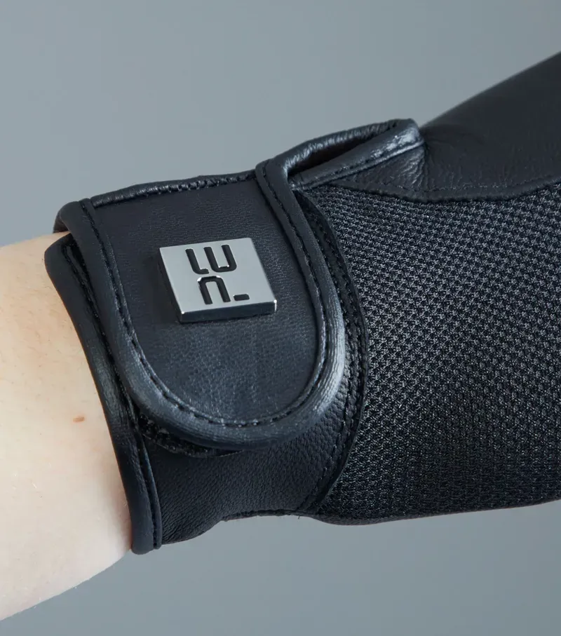 Bordoni Leather Mesh Riding Gloves - Black-2
