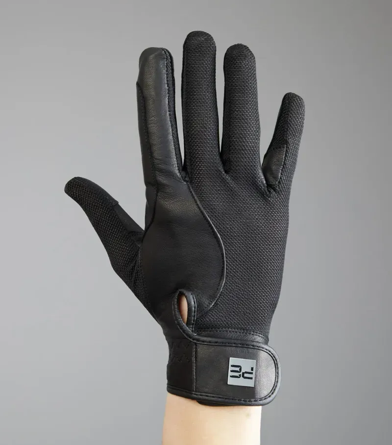 Bordoni Leather Mesh Riding Gloves - Black-4
