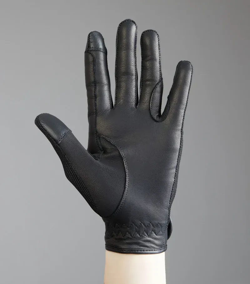 Bordoni Leather Mesh Riding Gloves - Black-5