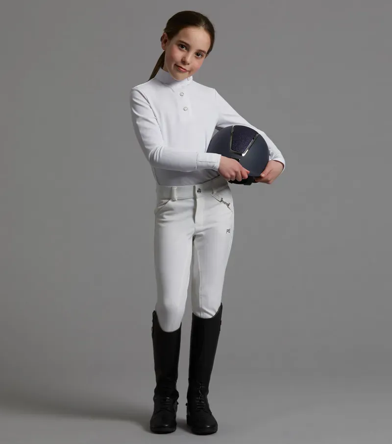 Brava Girls Full Seat Gel Competiton Riding Breeches / White-1