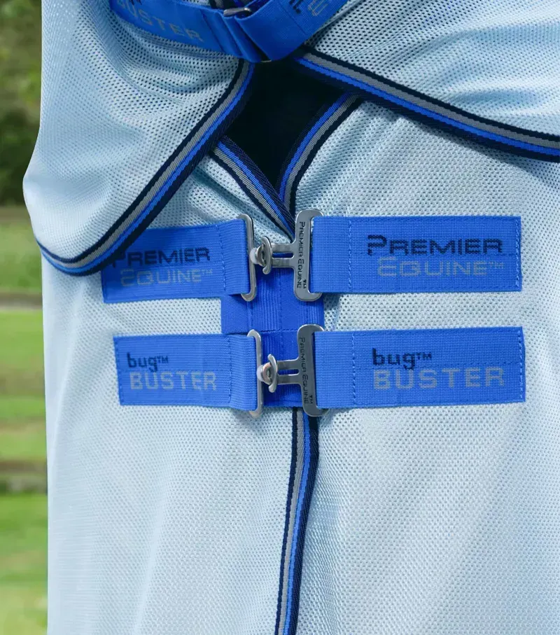 Premier Equine Bug Buster Fly Rug With Detachable Neck And Belly Flap in Blue-3