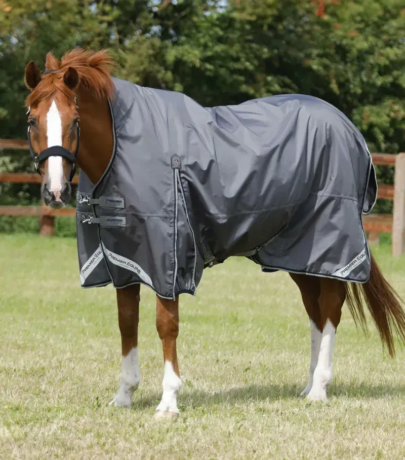 Premier Equine Buster Hardy 0g Half Neck Turnout Rug in Grey