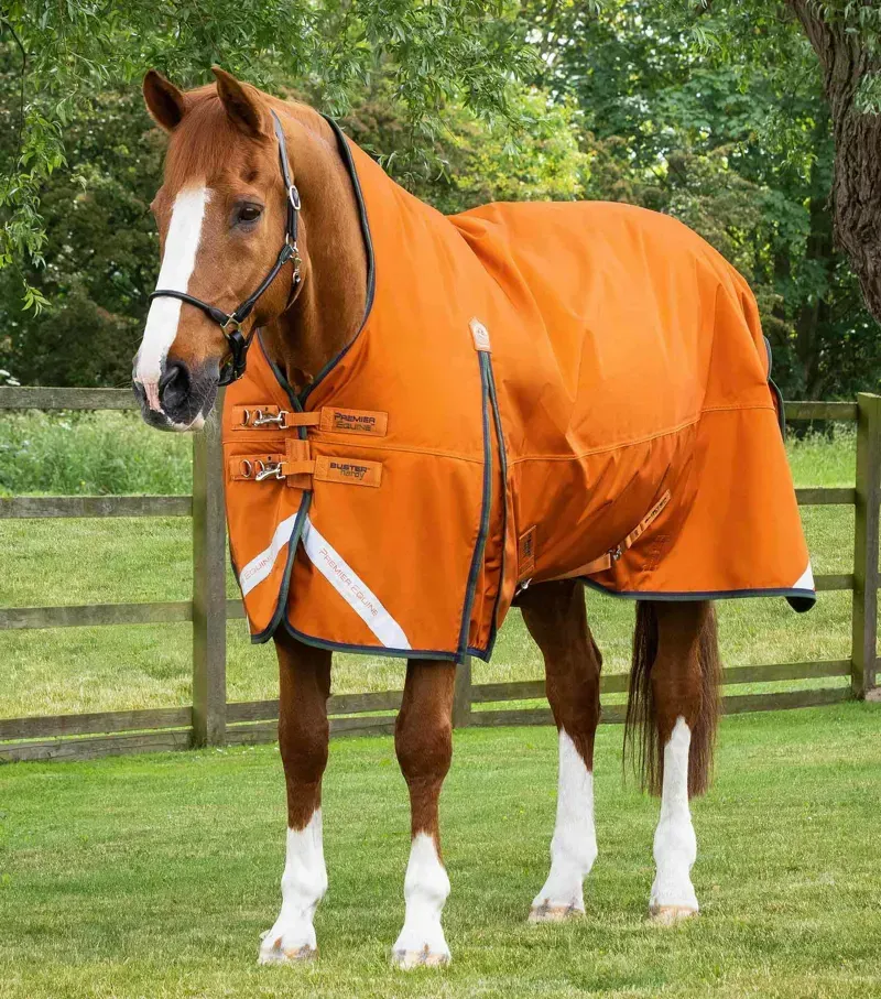 Premier Equine Buster Hardy 400g Half Neck Turnout Rug in Burnt Orange