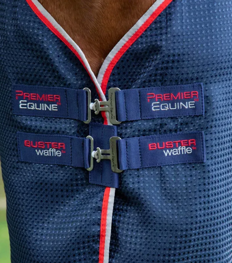 Premier Equine Buster Waffle Horse Cooler Rug in Navy-1