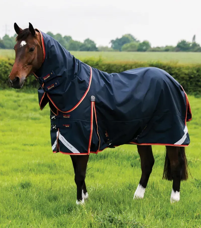 Premier Equine Buster Zero Turnout Rug With Classic Neck Cover in Navy