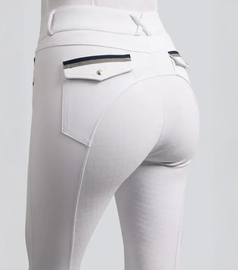Premier Equine Womens Coco Novo Full Seat Competition Riding Breeches in White-1