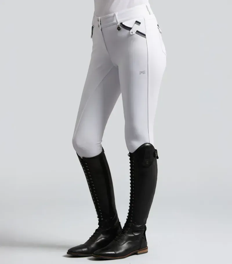 Premier Equine Womens Coco Novo Full Seat Competition Riding Breeches in White-2