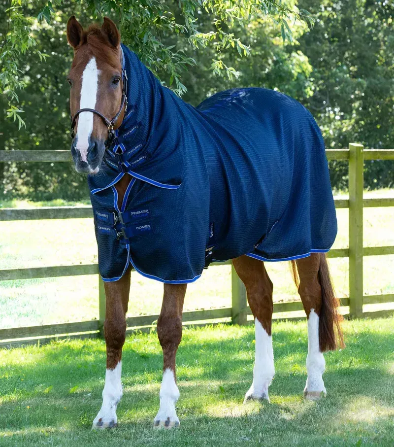 Premier Equine Combo Buster Waffle Horse Cooler Rug in Navy
