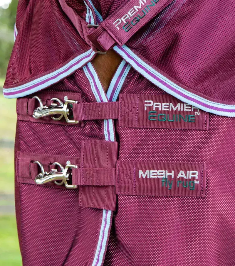 Premier Equine Combo Mesh Air Fly Rug With Surcingles in Wine-2