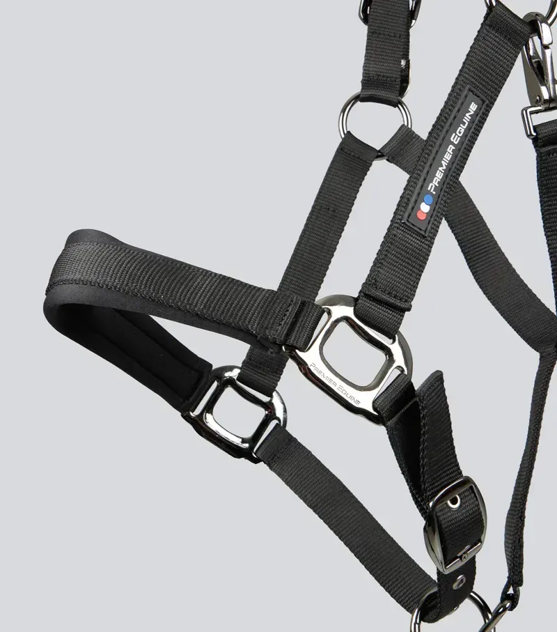 Premier Equine Corda Padded Head Collar With Lead Rope in Black-4