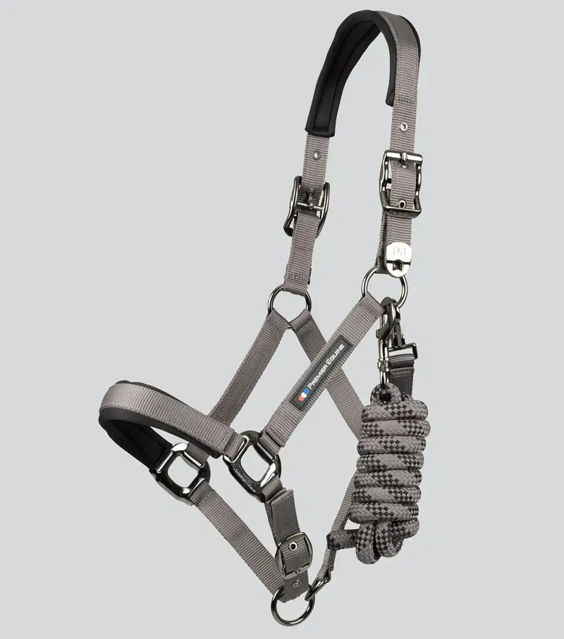 Premier Equine Corda Padded Head Collar With Lead Rope in Grey