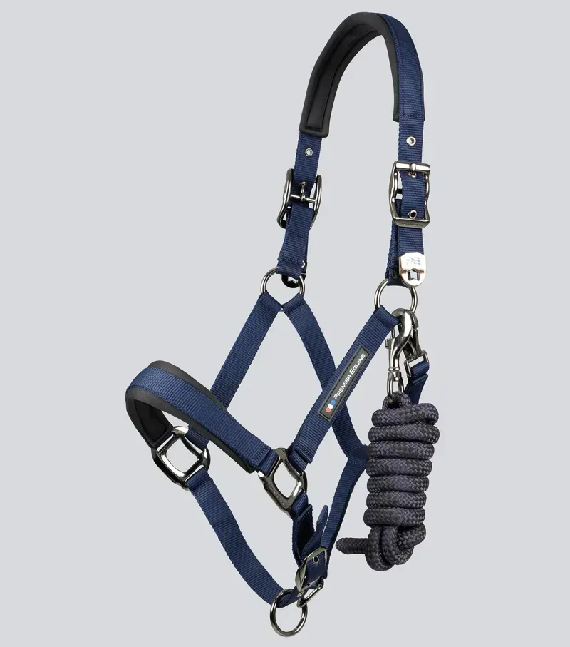 Premier Equine Corda Padded Head Collar With Lead Rope in Navy