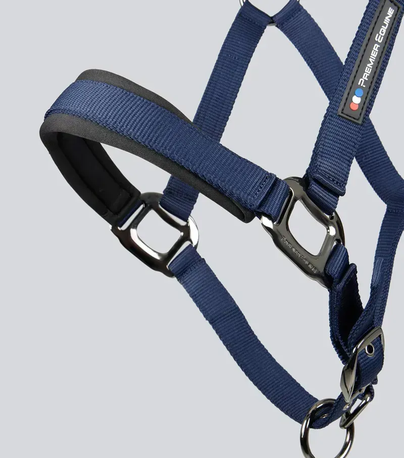 Premier Equine Corda Padded Head Collar With Lead Rope in Navy-4