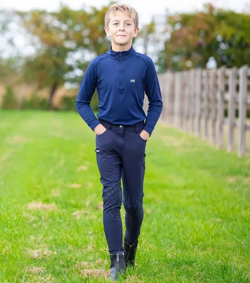Premier Equine Boys Derby Riding Breeches in Navy-1