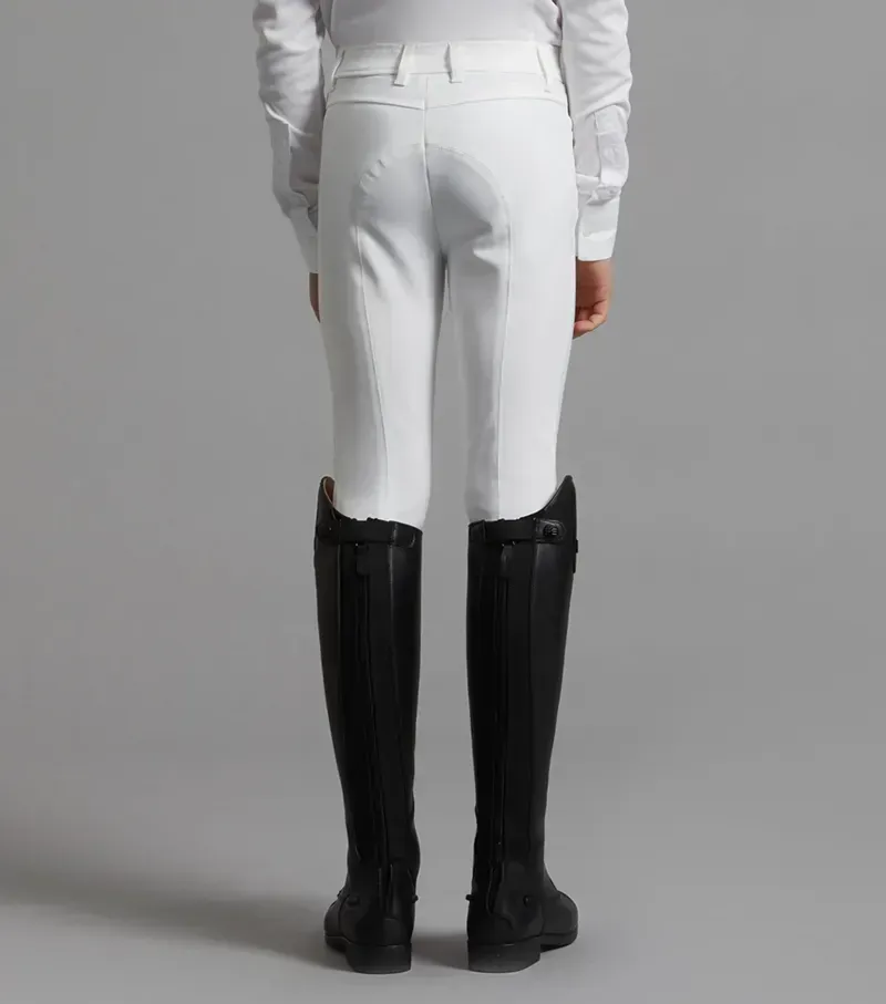 Premier Equine Boys Derby Competition Riding Breeches in White-2