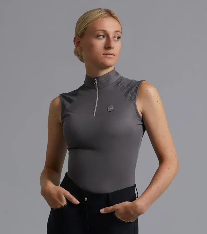 Derina Ladies Technical Sleeveless Riding Top / Anthracite Grey uk