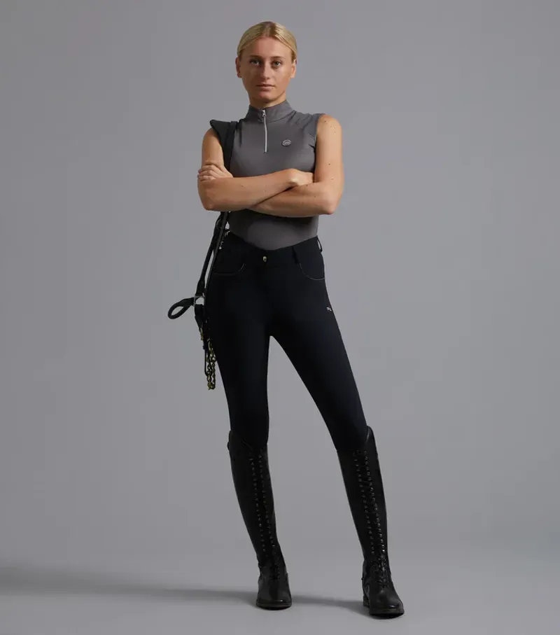 Derina Ladies Technical Sleeveless Riding Top / Anthracite Grey uk-1