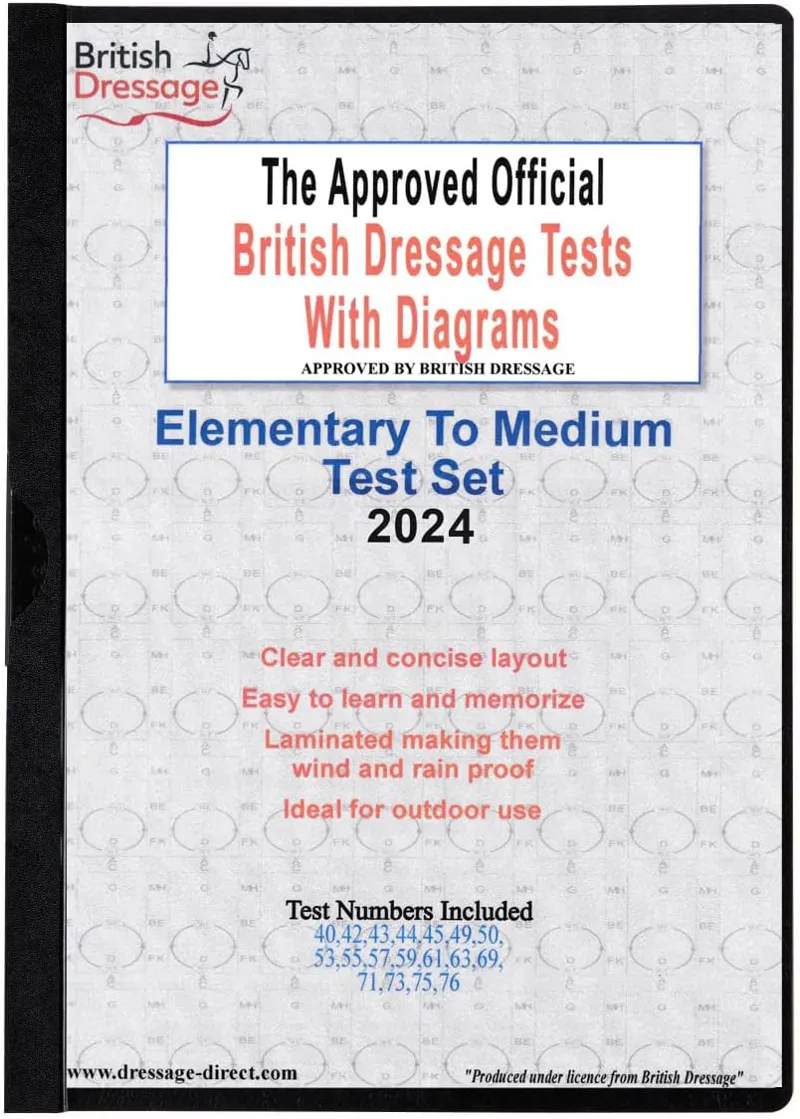 British Dressage Test Sheets Elementary to Medium