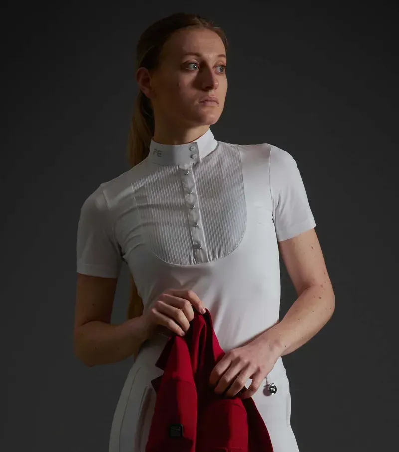 Premier Equine Ladies Famosa Short Sleeve Competition Shirt in White-1