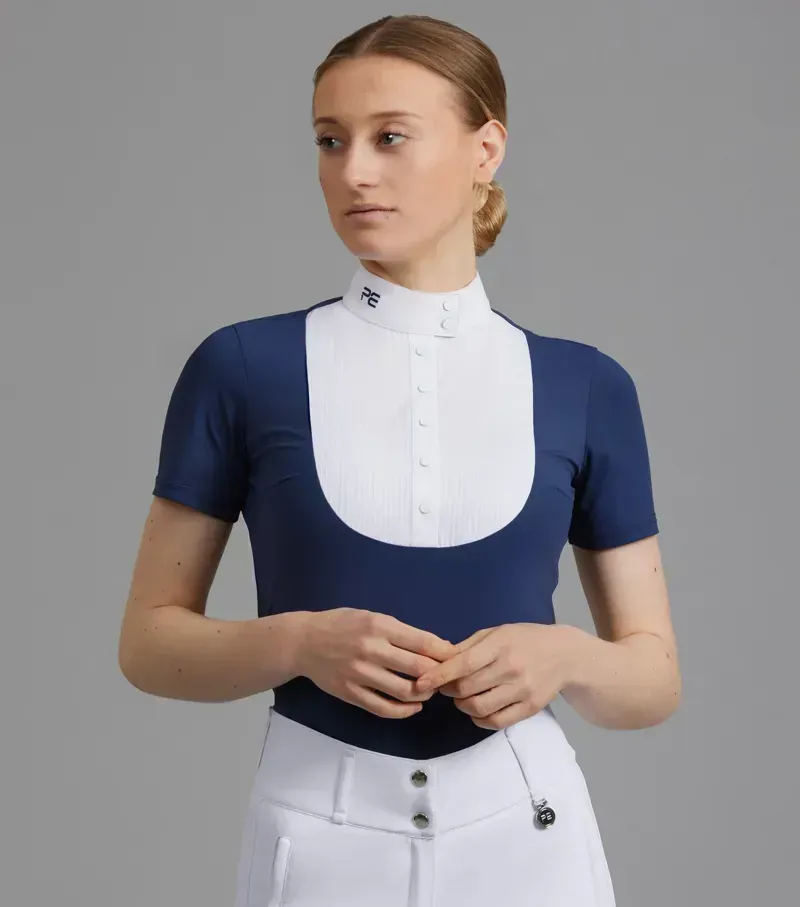 Premier Equine Ladies Famosa Short Sleeve Competition Shirt in Navy