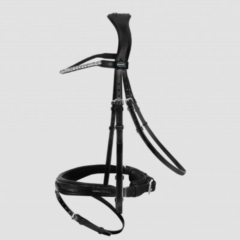 Passier Favorite Snaffle Bridle With Anatomical Caveson Noseband with Flash Patent  - Black