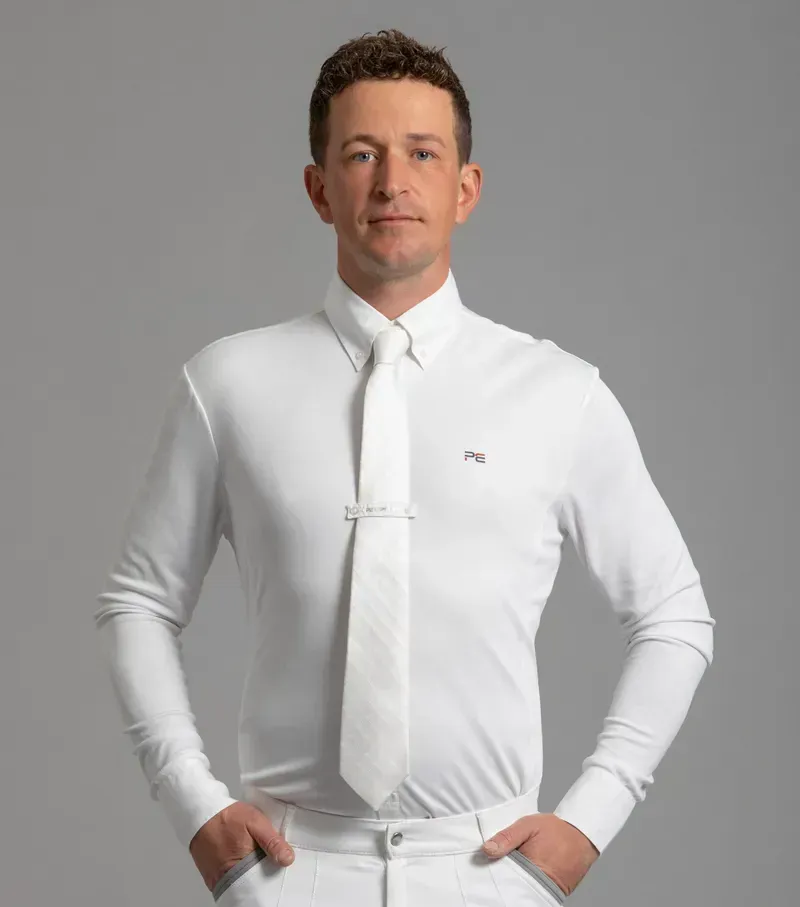 Premier Equine Giulio Long Sleeve Show Shirt in White