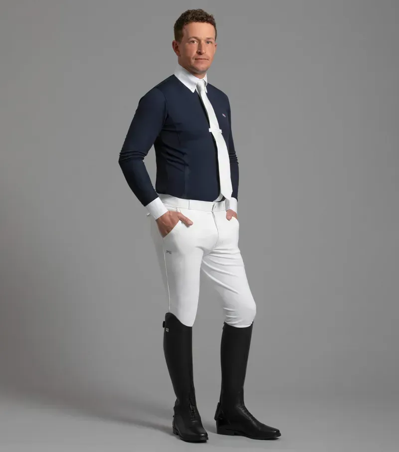 Premier Equine Giulio Long Sleeve Show Shirt in Navy-1