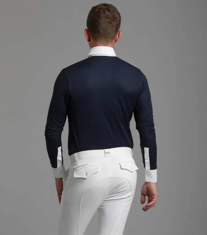 Premier Equine Giulio Long Sleeve Show Shirt in Navy-2