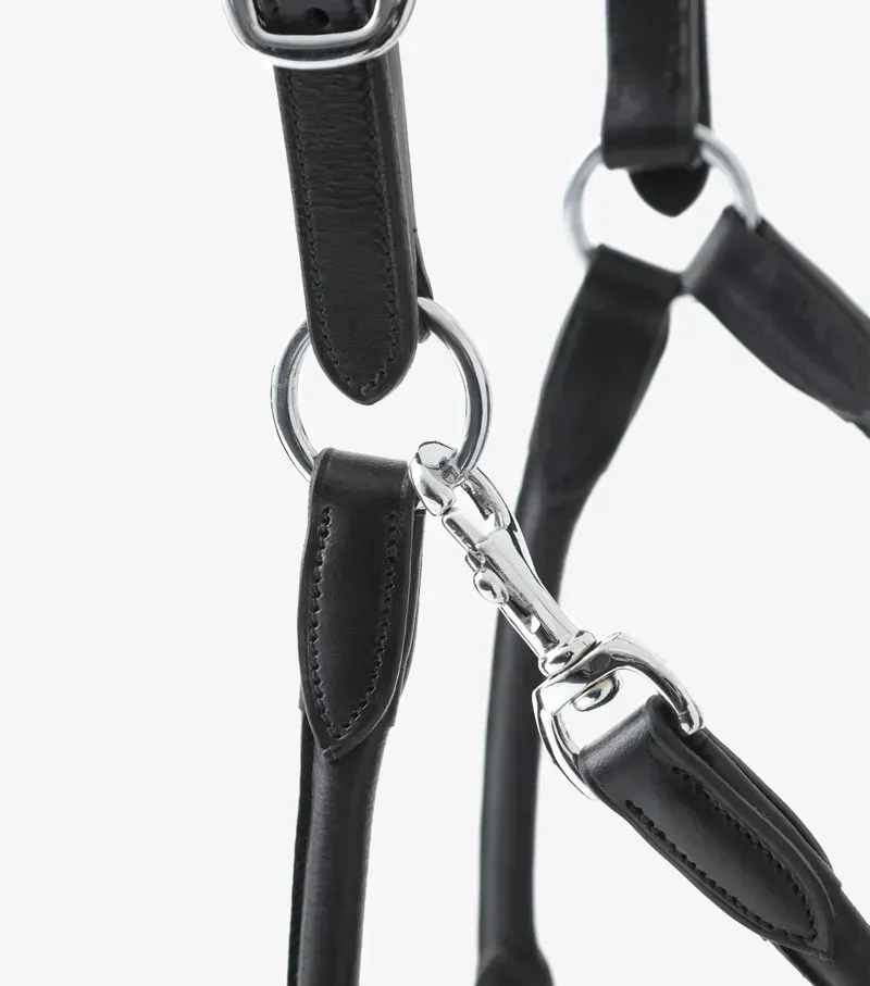 Hennaroso Rolled Anatomic Leather Head Collar / Black-4