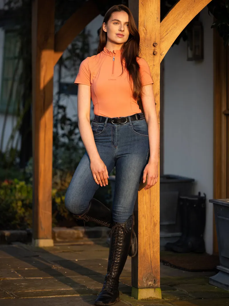 LeMieux Mia Mesh Short Sleeve Base Layer - Apricot-2