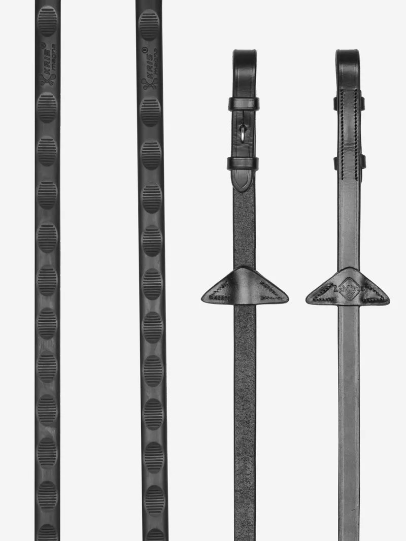 LeMieux Magna Grip Rubber Reins - Black/Silver