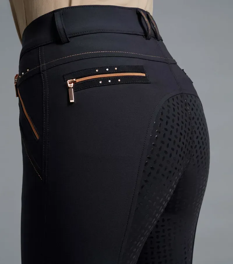 Premier Equine Ladies Milliania Full Seat Gel Riding Breeches in Black-2