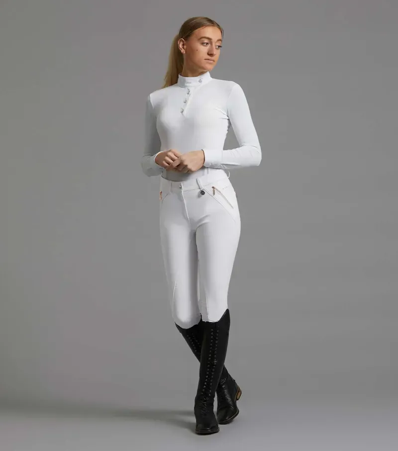 Premier Equine Ladies Milliania Full Seat Gel Competition Breeches in White