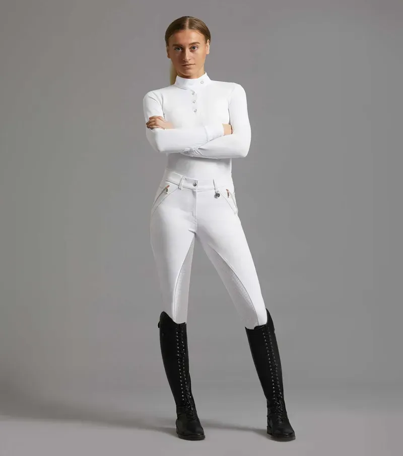 Premier Equine Ladies Milliania Full Seat Gel Competition Breeches in White-5