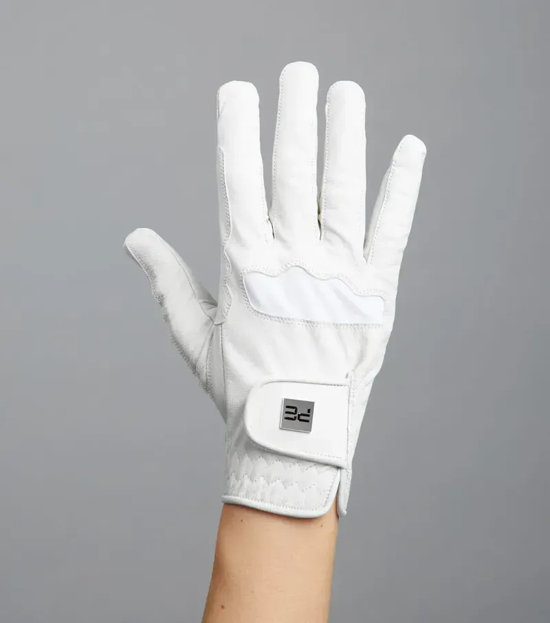 Mizar Ladies Leather Competition Riding Gloves - White-4