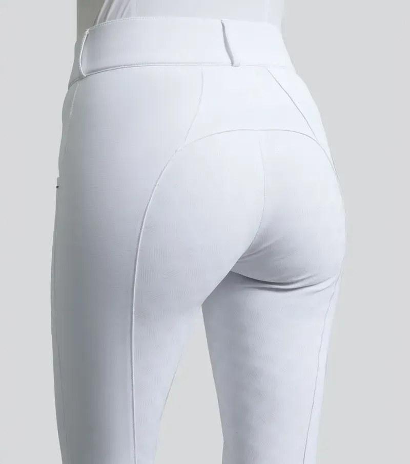 Premier Equine Womens Ofena Full Seat Competition Riding Breeches in White-1